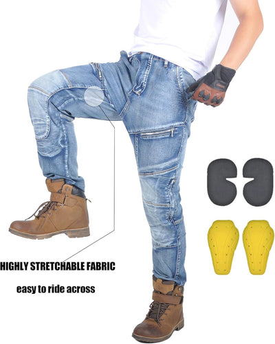 oFzimTo Motorradhose Herren/Damen, Aramid-Gewebe Stretch Jeans Hosen Herren/Damen, Motorrad Hosen mi