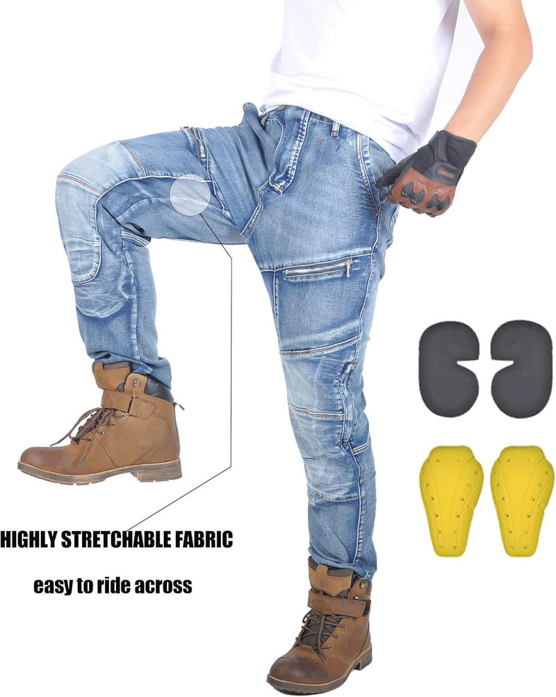 oFzimTo Motorradhose Herren/Damen, Aramid-Gewebe Stretch Jeans Hosen Herren/Damen, Motorrad Hosen mi