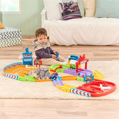 VTech Baby Tut Tut Baby Flitzer - RC Autorennbahn – Interaktives Spielset mit Rennwagen, Musik, span