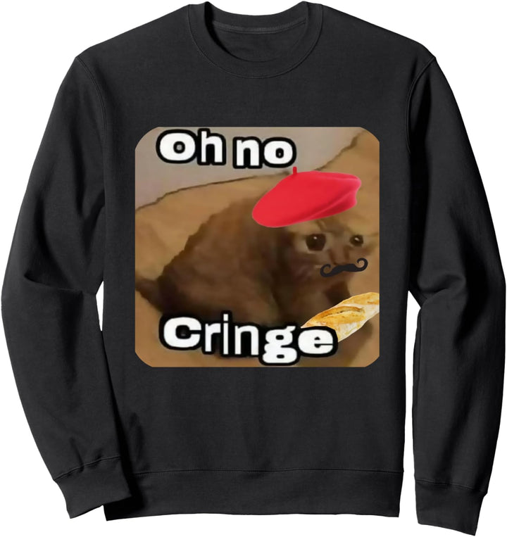 Oh no Cringe Cat French Baguette T-Shirt, Internet Cat Meme Sweatshirt