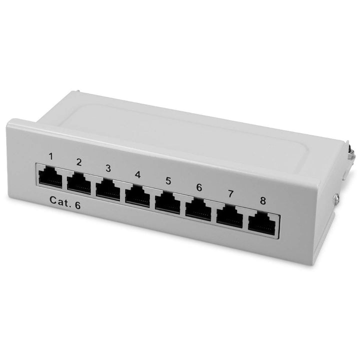 kwmobile 8 Port Patchpanel Cat6 Verteiler - Verteilerfeld Patchfeld Cat 6 Kabel mit Erdungskabel - i