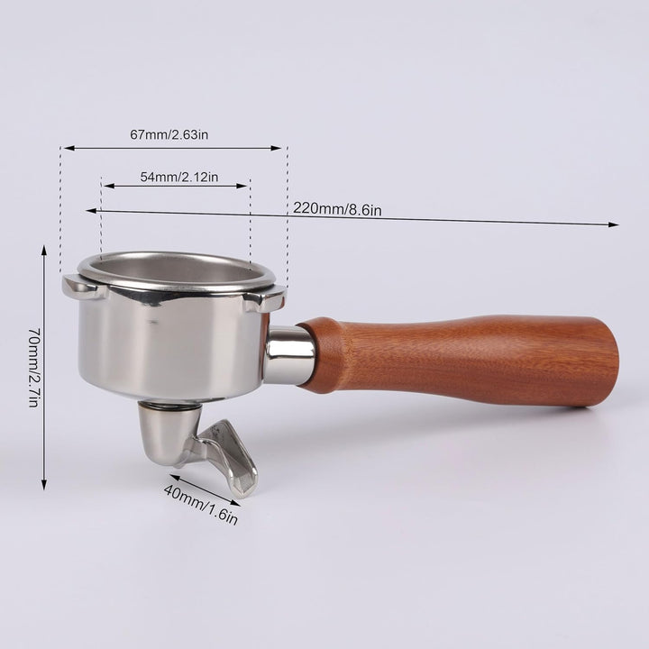 CAPFEI Siebträger 54mm Doppel Auslauf für Sage/Breville Barista BES 870/878/880 Filterkorb mit Walnu