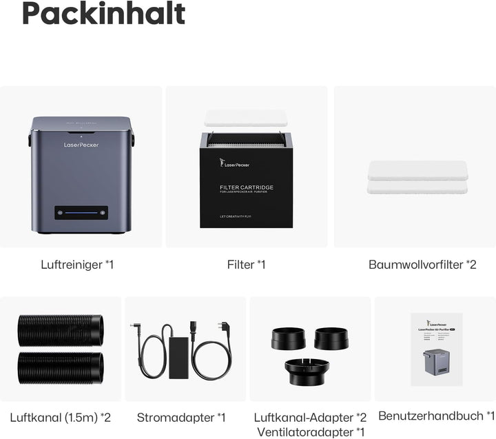 LaserPecker Rauchluftreiniger für den Schreibtisch, Rauchabsauger mit 4-lagiger Filterung Tragbarer