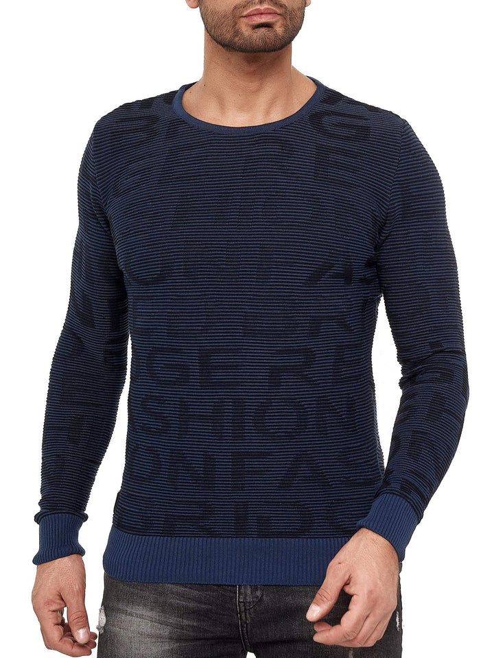 Red Bridge Herren Pullover Strickpullover 3D Structure Kontrast S Blau, S Blau
