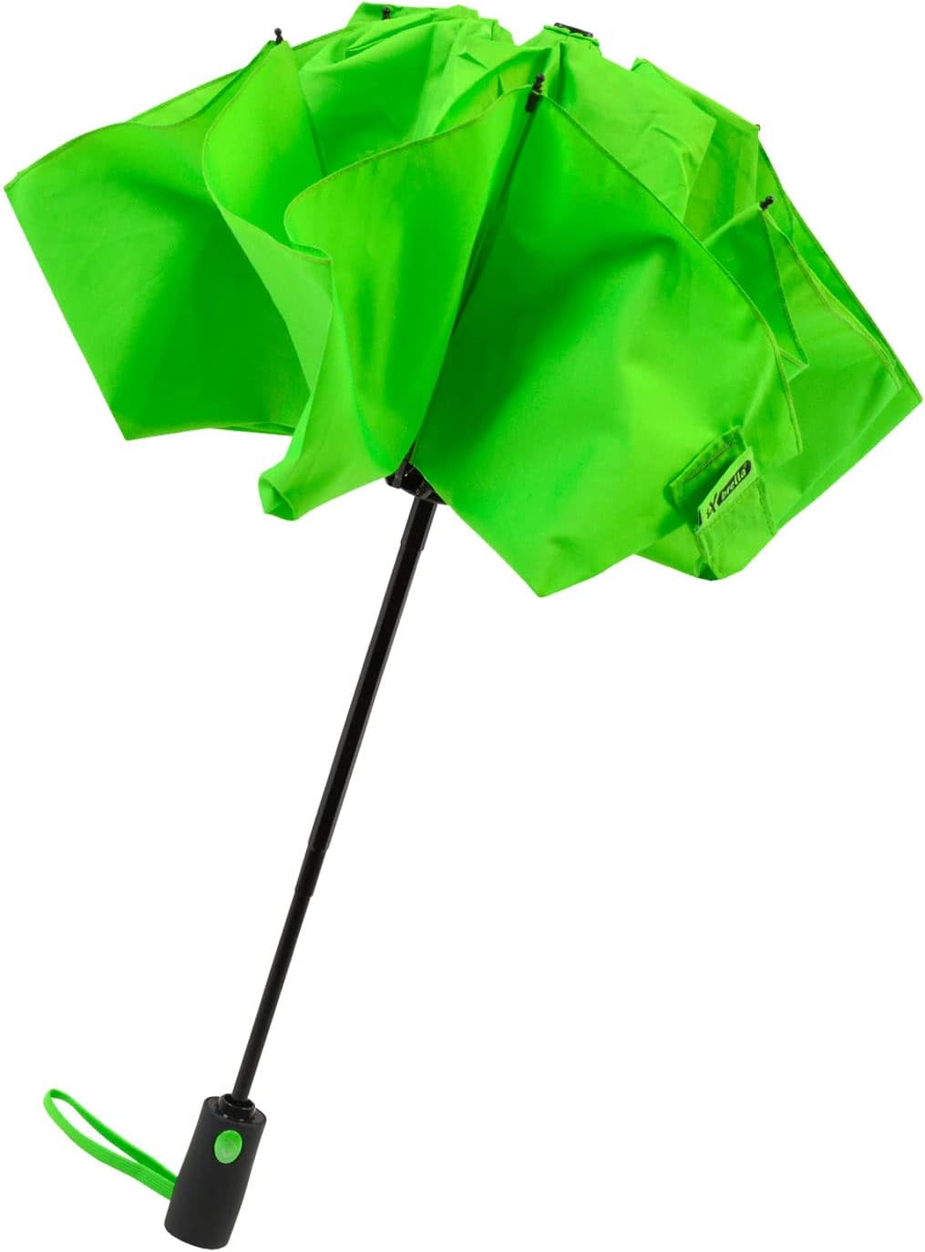iX-brella Reverse umgekehrt öffnender Fiberglas-Taschenschirm mit farbigen Speichen - neon-grün, Neo