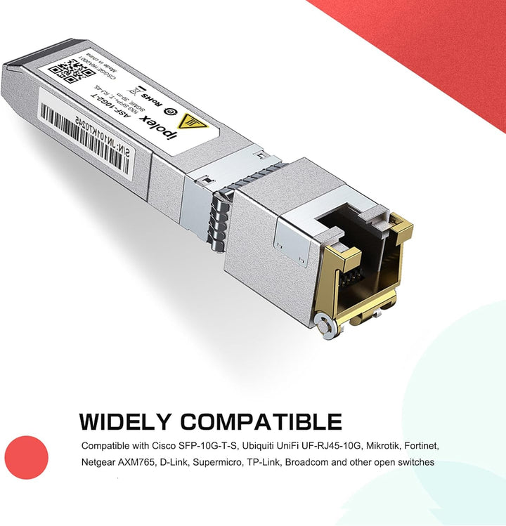 1.25/2.5/5/10G SFP+ RJ45 Copper Transceiver, 10GBase-T RJ-45 SFP+ Module, Compatible for Cisco SFP-1