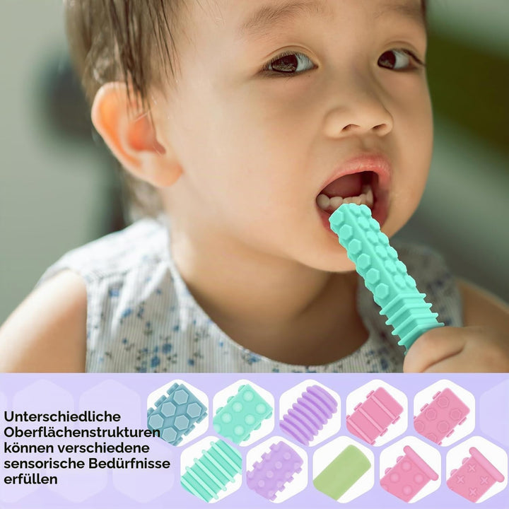 ERKOON 5 Stück sensorisches Kauspielzeug für autistische Kinder, Silikon-Kauröhrchen für Autismus, A