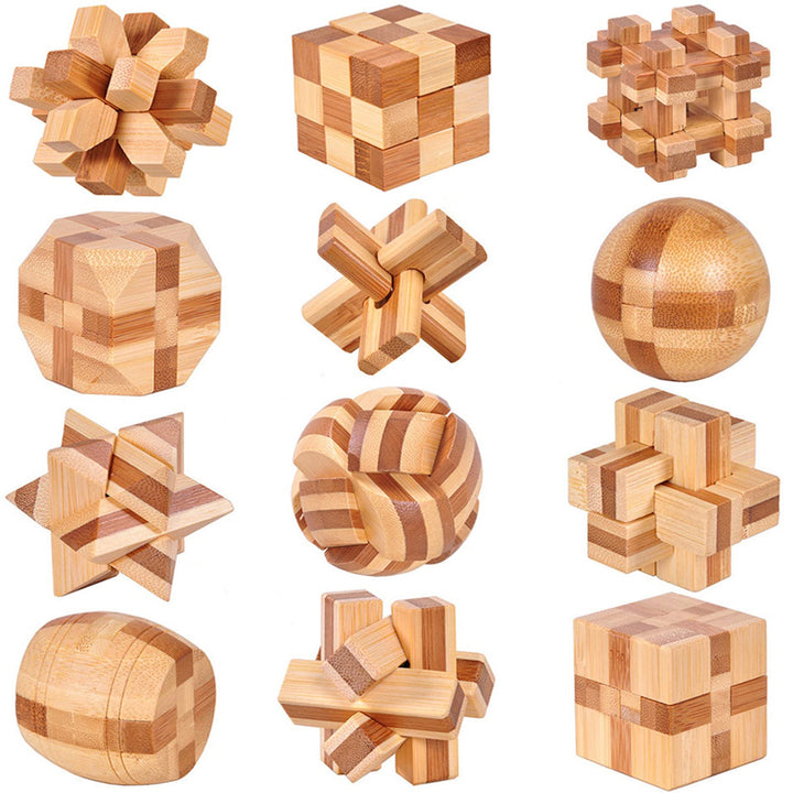 Holzsammlung 12 Stück Knobelspiele Holz, Geschicklichkeitsspiel Holz, Logikspiele IQ Spiele Geduldsp