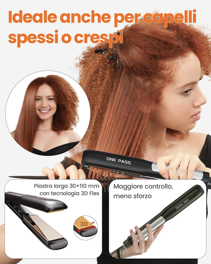 Faszin Professioneller Haarglätter 2-in-1, Ionen-Platten aus Titan, Heizung in nur 20 Sekunden, klar