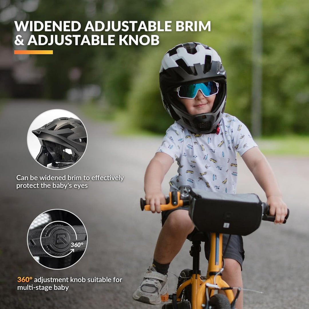 ROCKBROS Kinderhelm Integriert Fahrradhelm Kinder Jugend Fullface Helm mit Abnehmbarem Kinnschutz BM