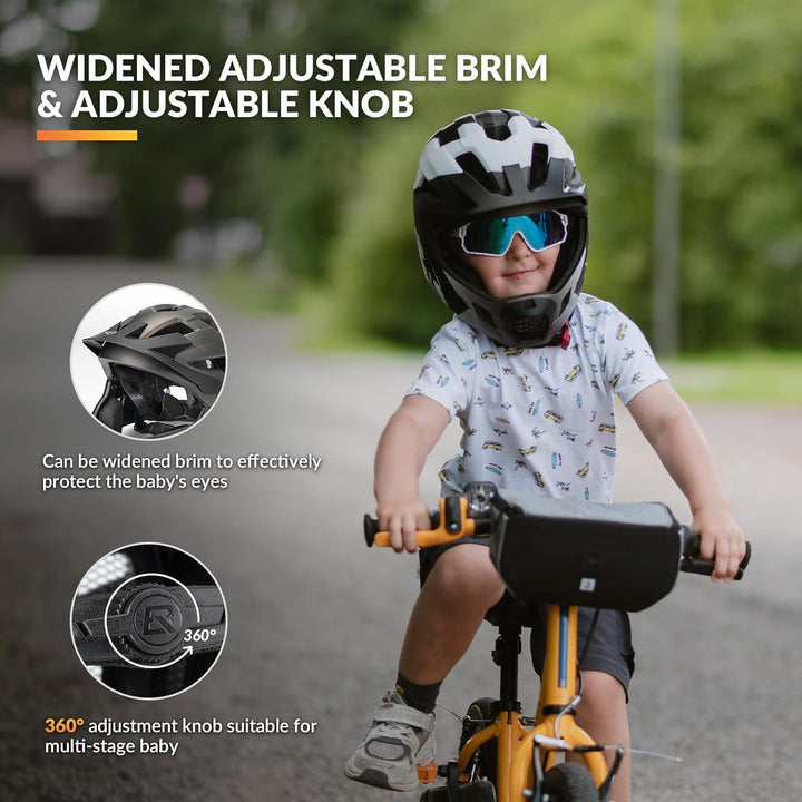 ROCKBROS Kinderhelm Integriert Fahrradhelm Kinder Jugend Fullface Helm mit Abnehmbarem Kinnschutz BM