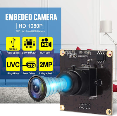 ELP No Distortion Kamera USB3.0 Compatible with Sensor Sony IMX291 50fps 1080P Webcam SUSB1080P01-LC