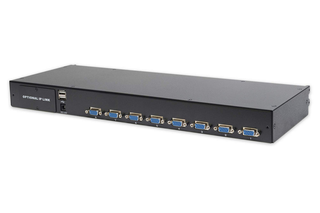 DIGITUS Modularer KVM Switch für DIGITUS KVM Konsolen, 8 VGA Ports, 8x Serveranschlusskabel (VGA, US
