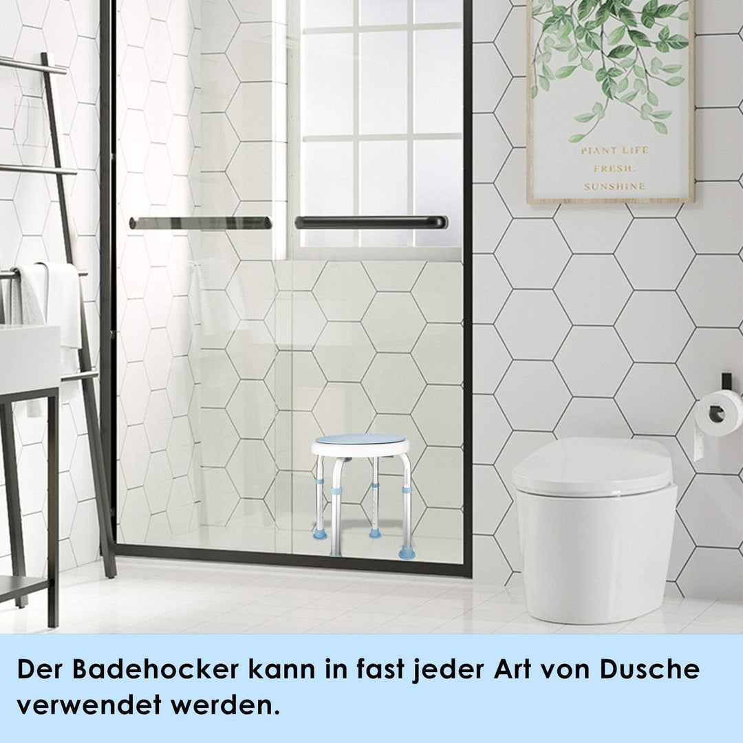 Duschhocker 360° Drehbarer Duschstuhl Duschsitz Höhenverstellbar Duschhilfe mit rutschfesten Gummifü