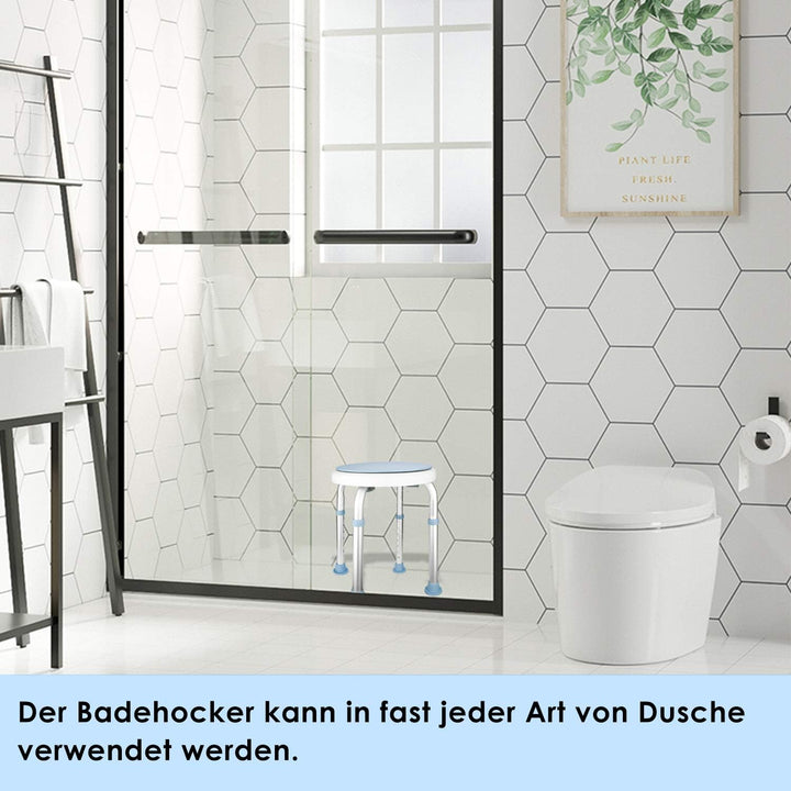 Duschhocker 360° Drehbarer Duschstuhl Duschsitz Höhenverstellbar Duschhilfe mit rutschfesten Gummifü
