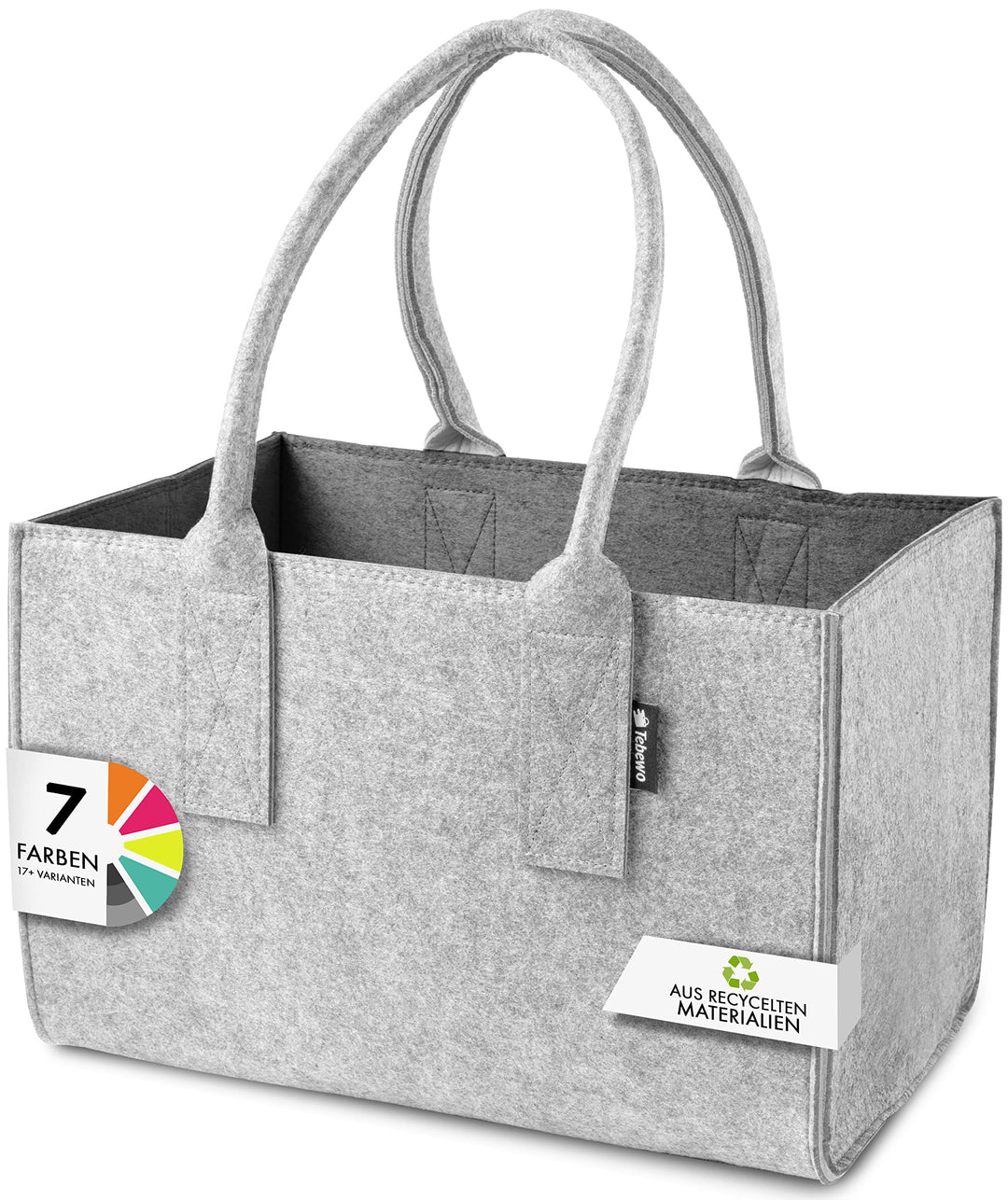 Shopper Filztasche Premium, grosse Einkaufs-Tasche mit Henkel, Einkaufskorb, faltbare Kaminholztasch
