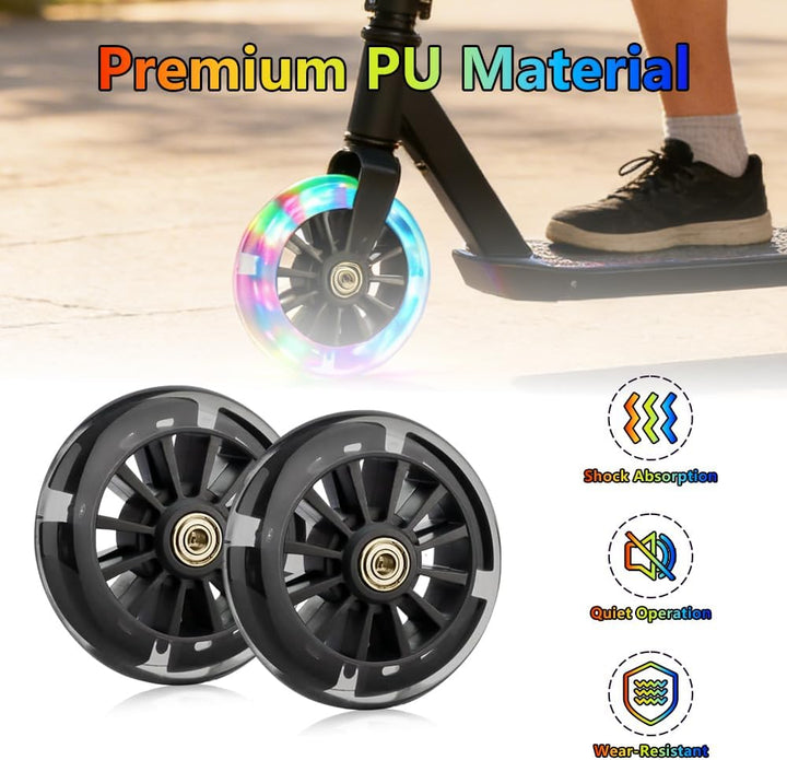 Leuchtende Stunt Scooter Räder 120 mm,2 Stück Stunt Scooter Reifen mit LED-Blinklicht,Leuchtende Stu