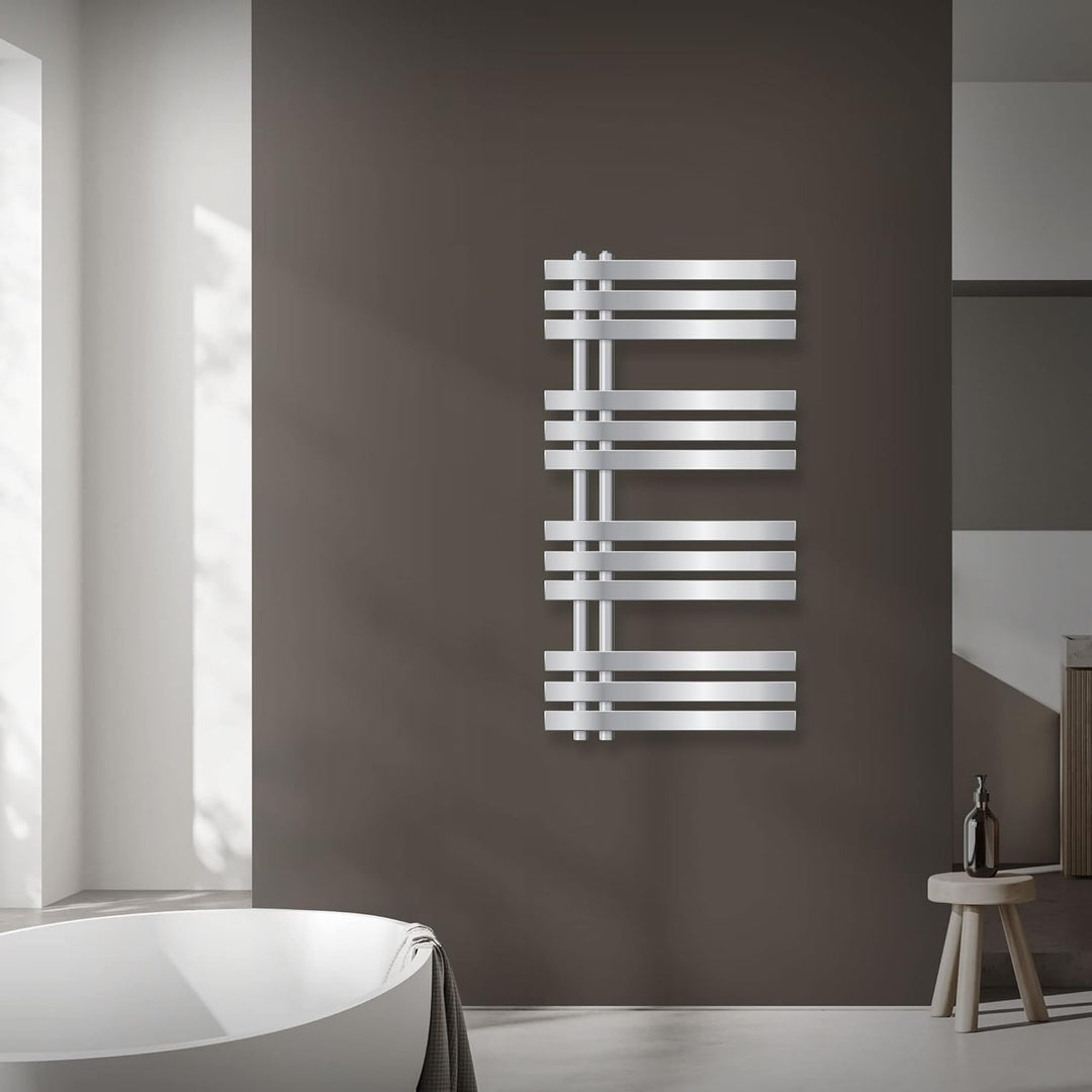 ECD Germany Iron EM Design Badheizkörper Elektrisch mit Heizstab 600 W - 500 x 1000 mm - Chrom - Des