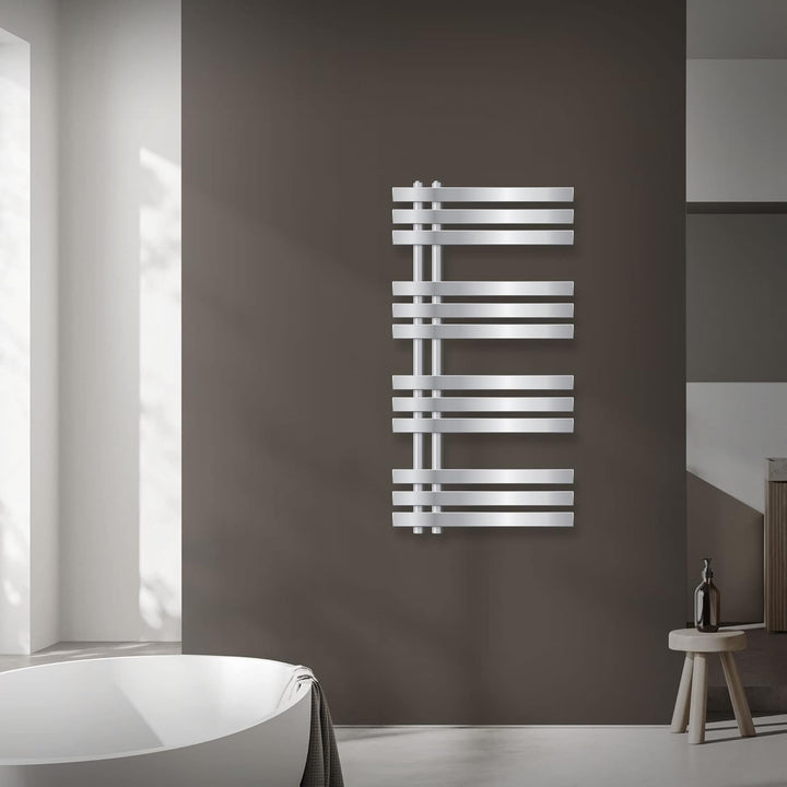 ECD Germany Iron EM Design Badheizkörper Elektrisch mit Heizstab 600 W - 500 x 1000 mm - Chrom - Des