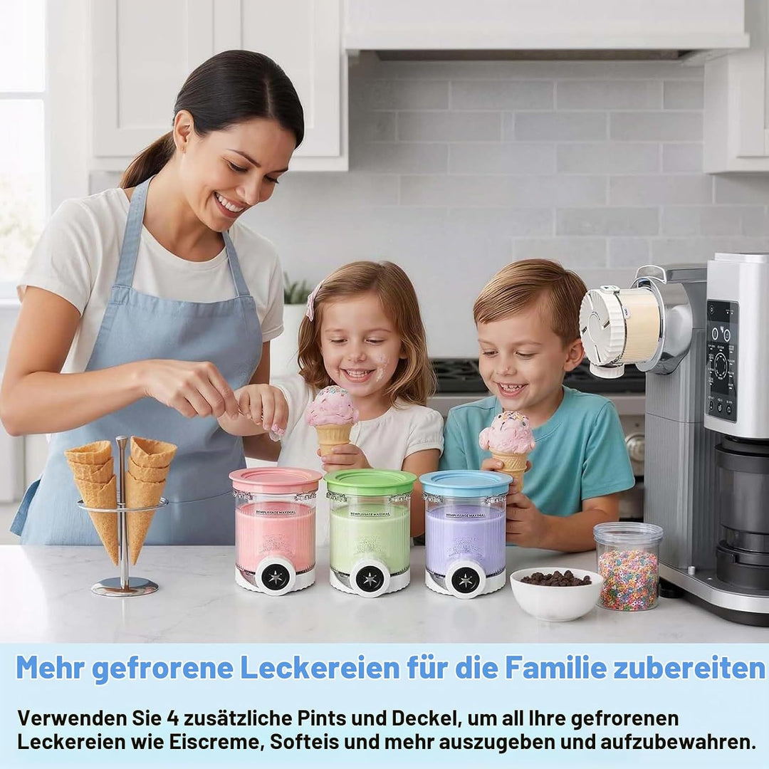 4 Stück Behälter für Ninja Swirl by CREAMi, Swirl Pints und Deckel Kompatibel mit Ninja NC700/NC701E