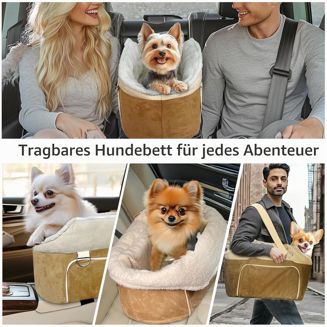 Konsole Hund Autositz für kleine Hunde - Tragbarer Sitzerhöhung mit Sicherheitsgurt, rutschfester Un