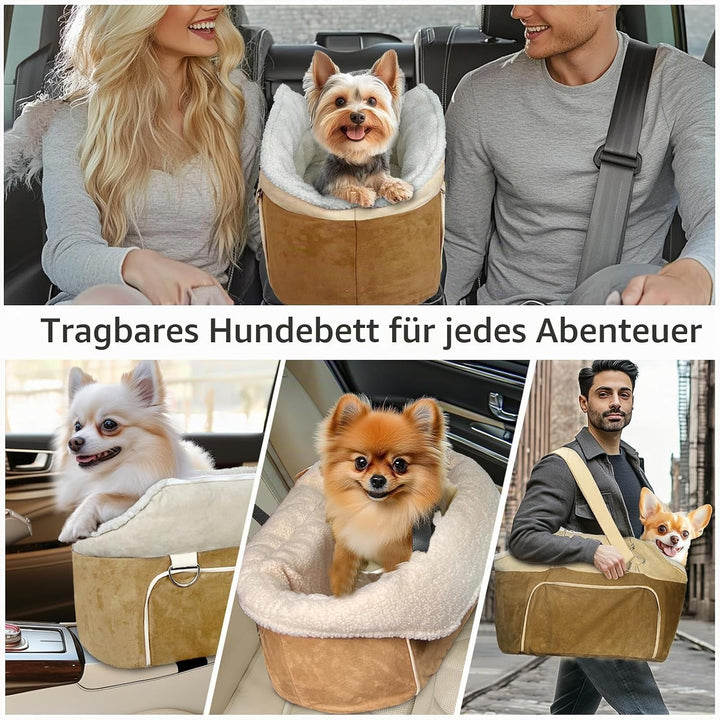 Konsole Hund Autositz für kleine Hunde - Tragbarer Sitzerhöhung mit Sicherheitsgurt, rutschfester Un