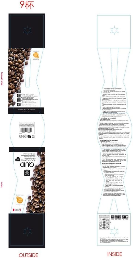 Quid Espressokocher Black Coffee für Induktion 9 Tassen, 9 Tassen