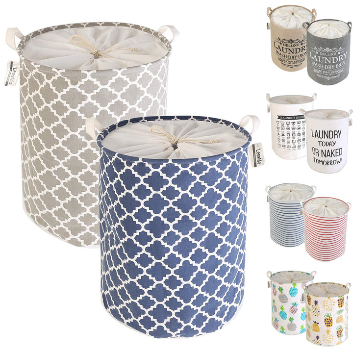 LessMo 2STK 17.7" Kordelzug Wäschekorb Lagerung Sorter, zusammenklappbare Pop-Up Wäschekörbe, Wasser