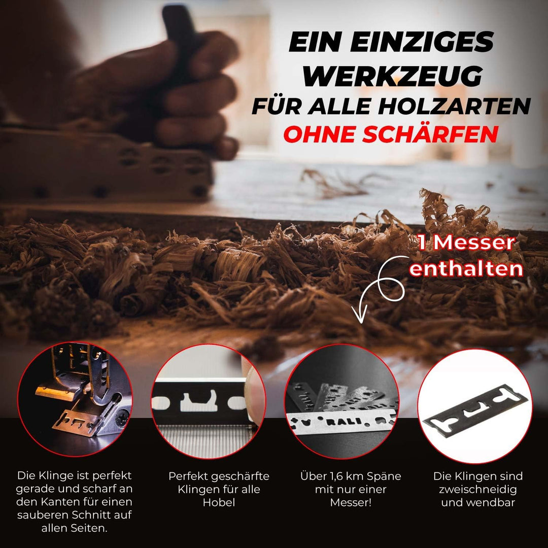 RALI B30 Evolution N Handhobel aus Holz für ein perfektes Finish bis in die Ecken, kein Nachschärfen