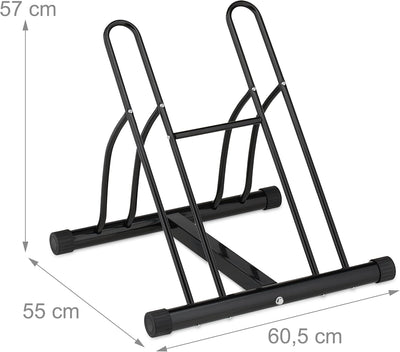 Relaxdays Fahrradständer, Metall Bodenparker für 2 Räder, bis 60mm Reifenbreite, HBT: 57 x 60,5 x 55