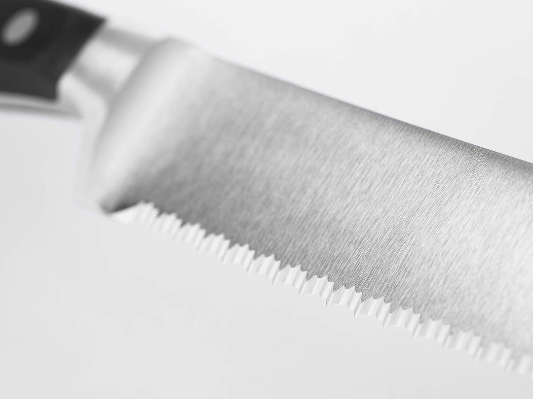 WÜSTHOF Classic Brotmesser 23 cm mit Präzisions-Doppelwelle, schwarz, Schwarz