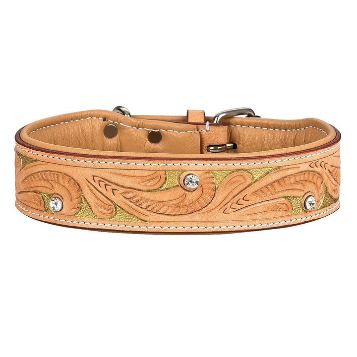 MICHUR GoldenEye Hundehalsband Leder, Lederhalsband Hund, Halsband, Leder, BEIGE, Caramel, Braun, Go