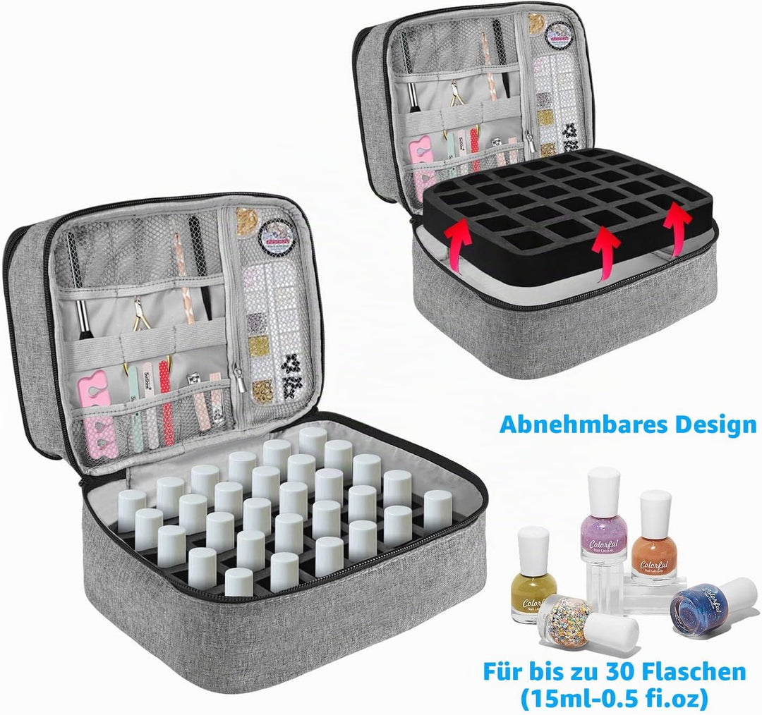 Nagellack Organizer Tasche, Doppelschicht Nagellack Aufbewahrung Box, Organizer Koffer für Nageldesi