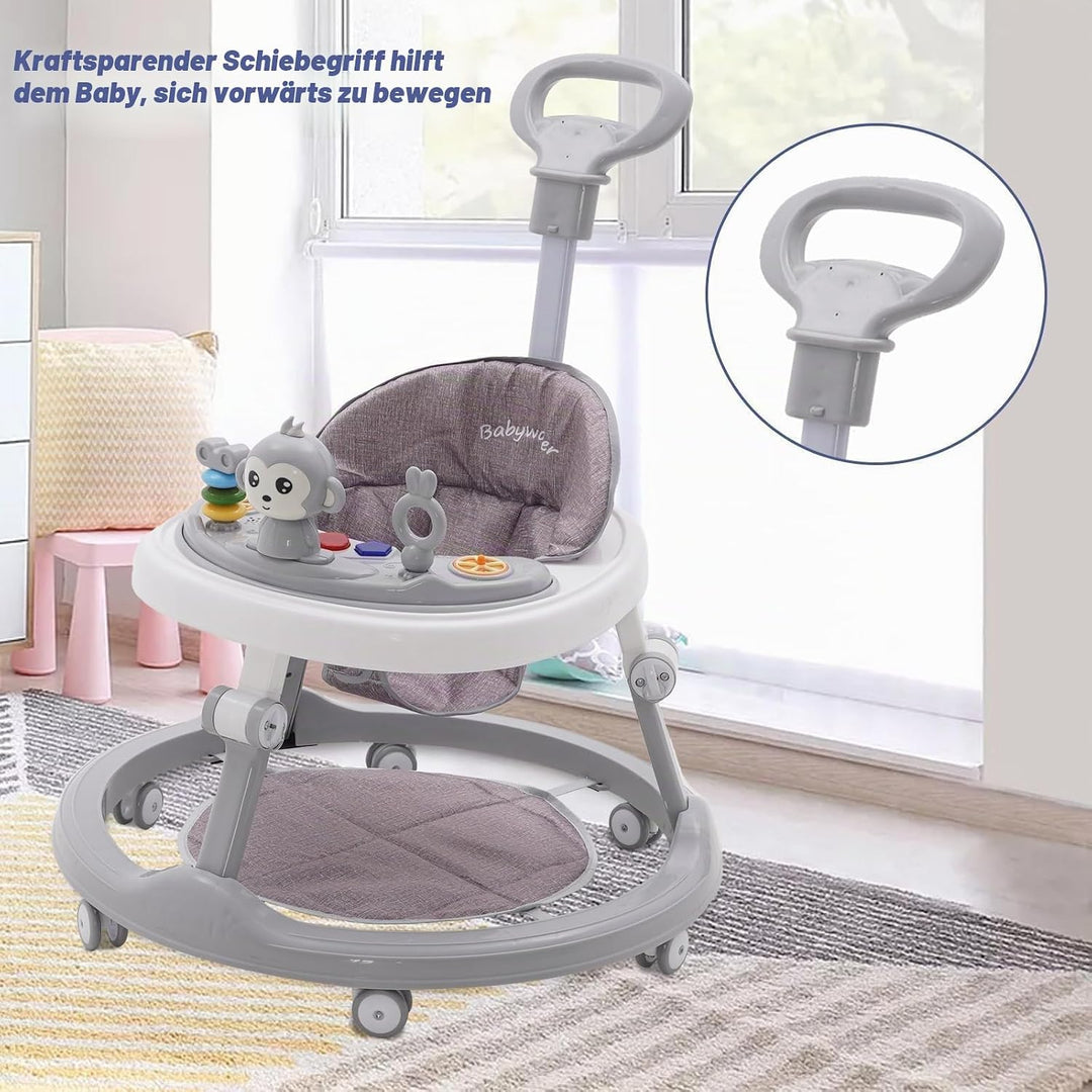 Lauflernhilfe Babywalker 5in1,mit Musikalisches Spielzeug und Herausnehmbarem Essteller,360-Grad-Räd
