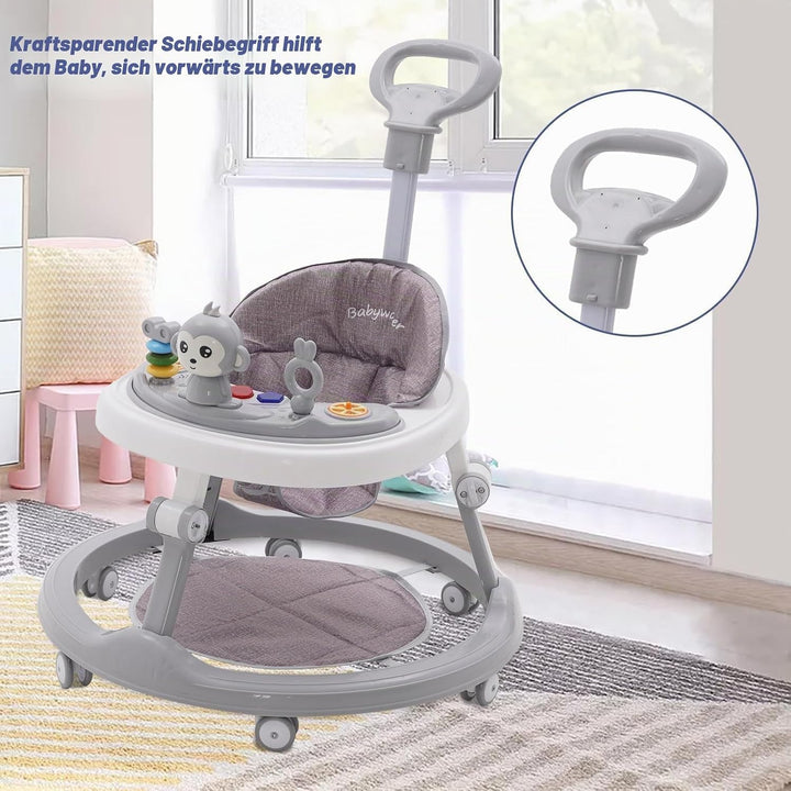 Lauflernhilfe Babywalker 5in1,mit Musikalisches Spielzeug und Herausnehmbarem Essteller,360-Grad-Räd