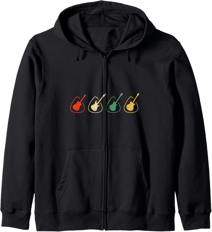 Gitarre Kopf Plectrum Musik Vintage Geschenk für Gitarrist Kapuzenjacke