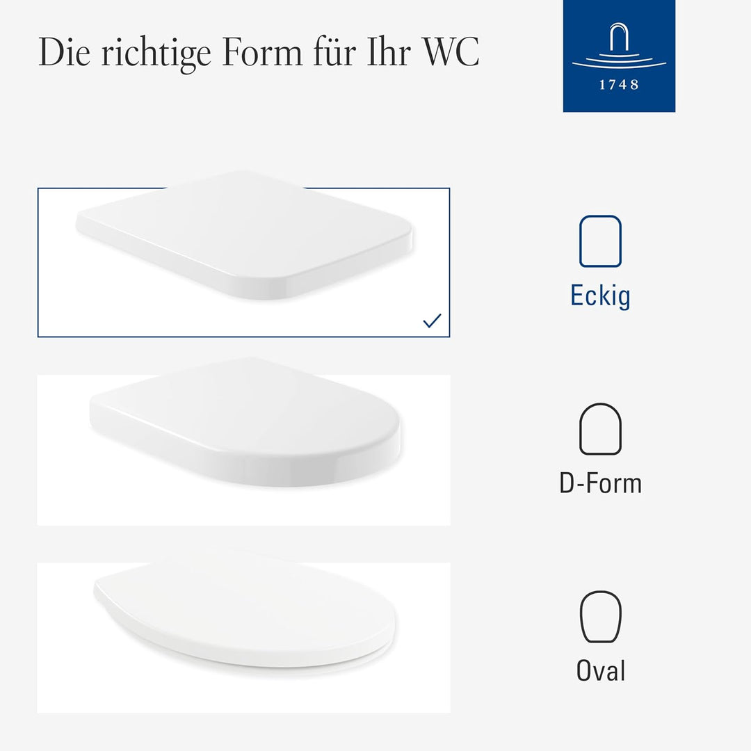 Villeroy & Boch WC-Sitz Memento 2.0 - Toilettendeckel Weiss glänzend mit Absenkautomatik - Abnehmbar