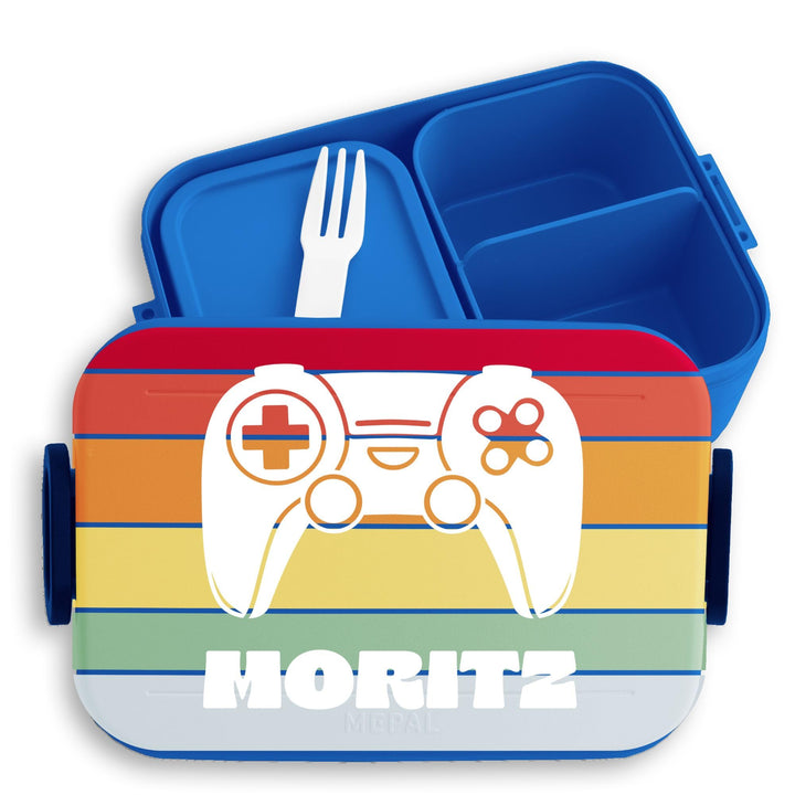 Shirtracer Mepal Lunchbox Kinder personalisiert Retro Controller Gamer 5 Blau, 5 Blau