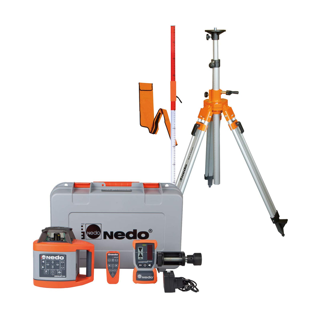 Nedo SIRIUS 1 HV horizontal und vertikal selbstnivellierender Rotationslaser mit Nedo Kurbelstativ u