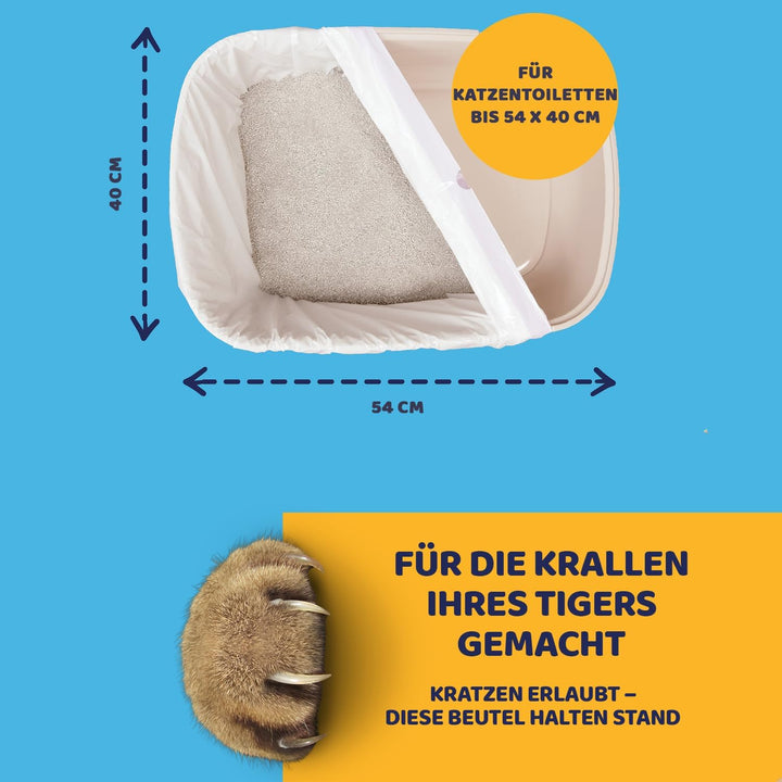 20 Katzentoilettenbeutel mit Zugbändern Kratzfeste Tüten für mittel und gross Katzenklo Original, Or