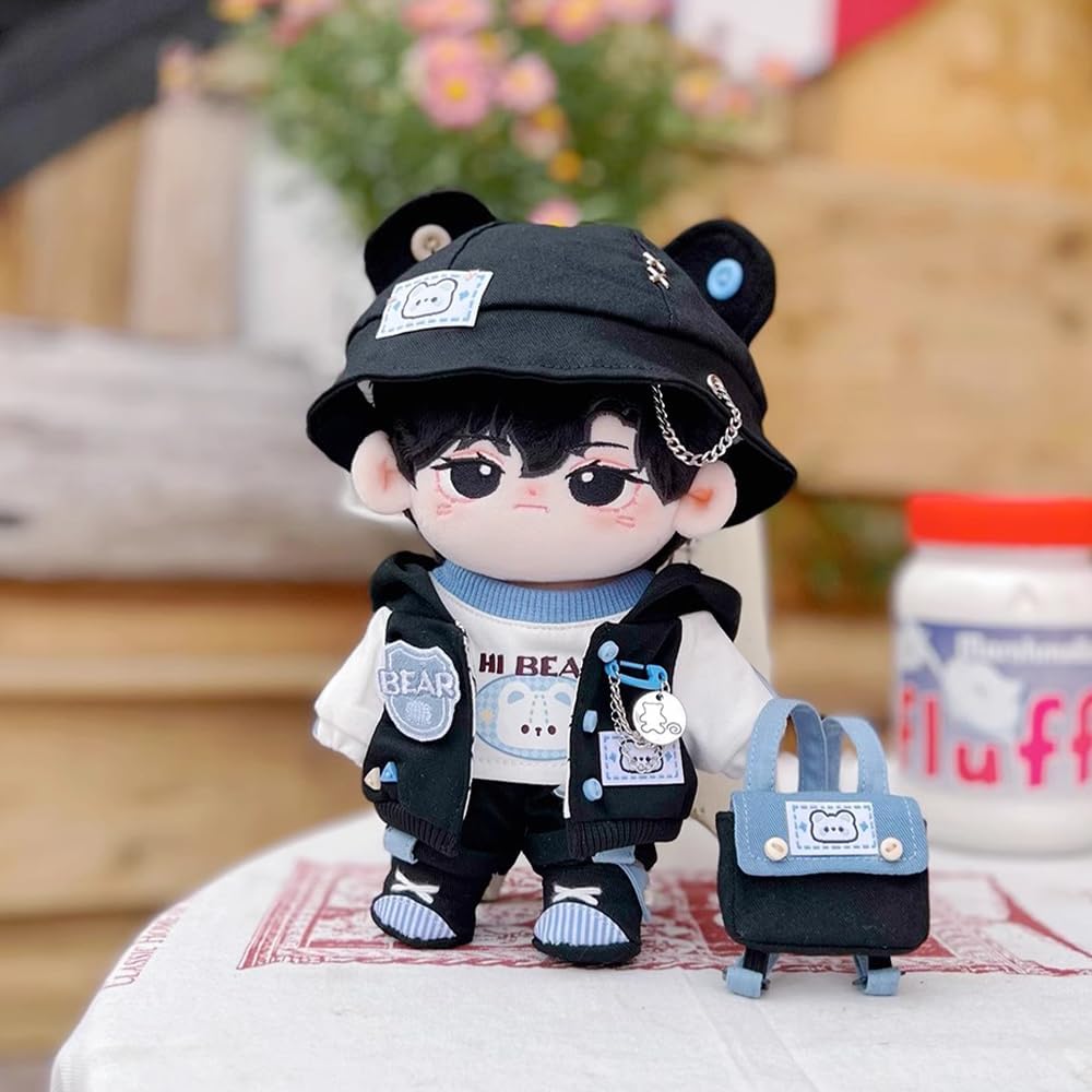 niannyyhouse 20cm Plüsch Puppe Kleidung Parkour Bär Set Lose Hut Mantel Hosen Rucksack Weste Schuhe