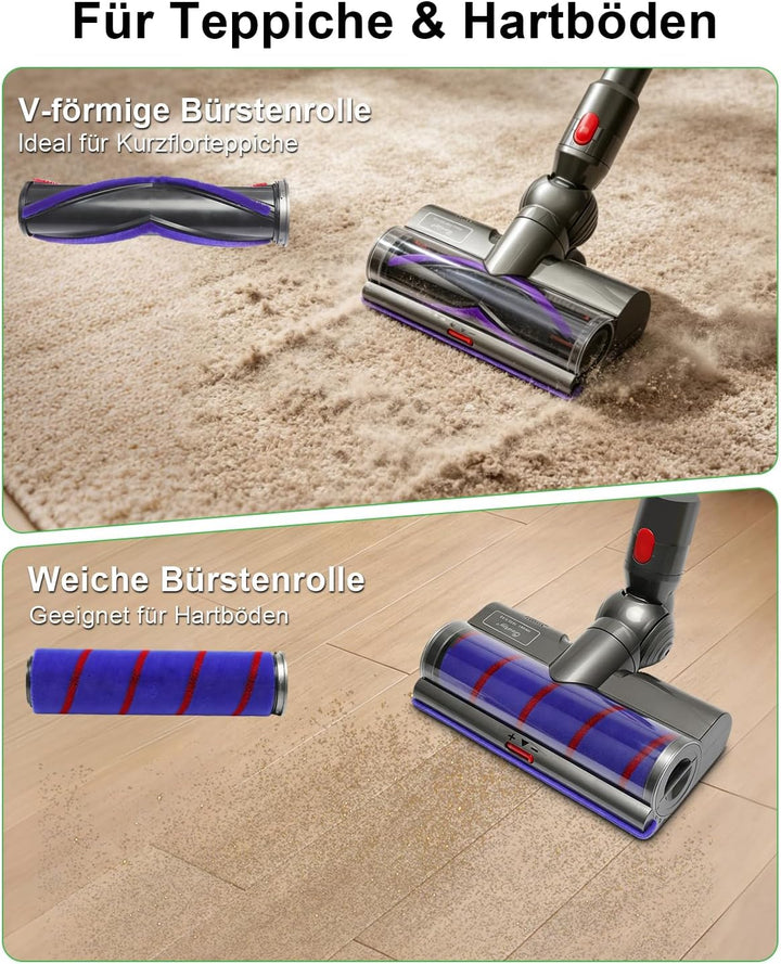 Waitley Bürste kompatibel mit Dyson V7 V8 V10 V11 V15 Staubsauger, Elektrische Bürste mit LED-Leucht