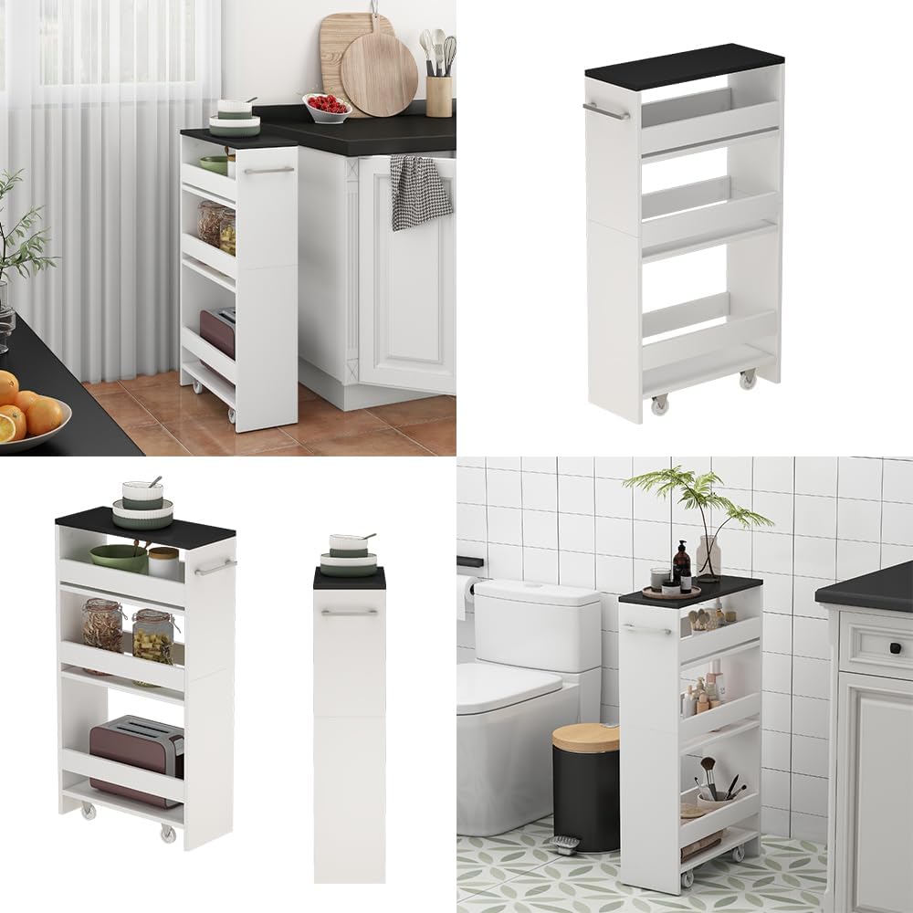 Vicco Rollregal Rivo, Weiss/Anthrazit, 20 x 84.4 cm Weiss/Anthrazit 20 cm, Weiß/Anthrazit 20 cm