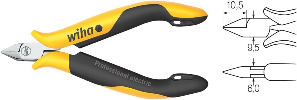 Wiha Seitenschneider Professional ESD schmaler, spitzer Kopf mit kleiner Wate (26814) 115 mm für emp