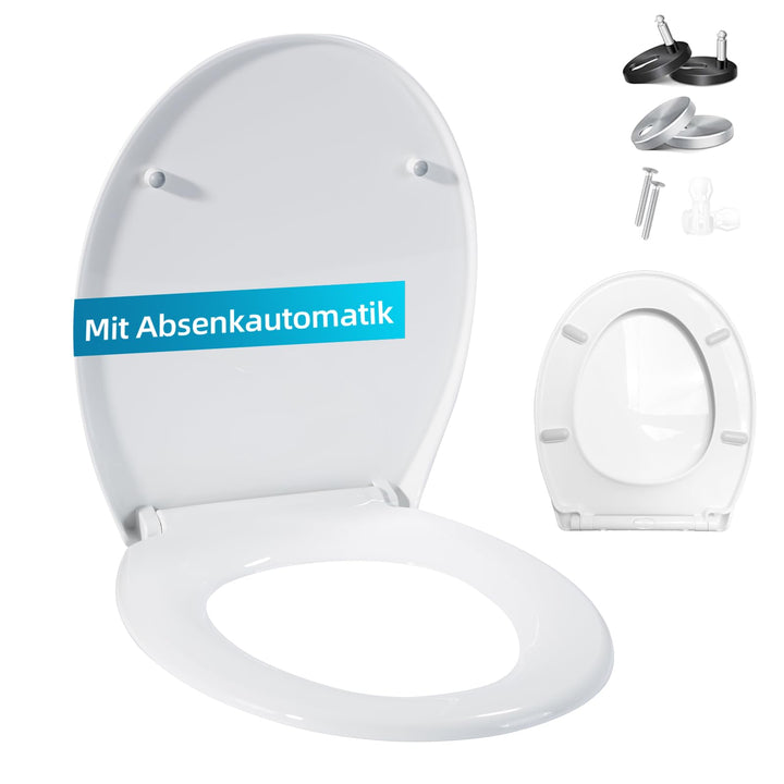 Toilettendeckel mit Absenkautomatik,WC Sitz Quick Release Funktion und Softclose-Einfache Montage Kl