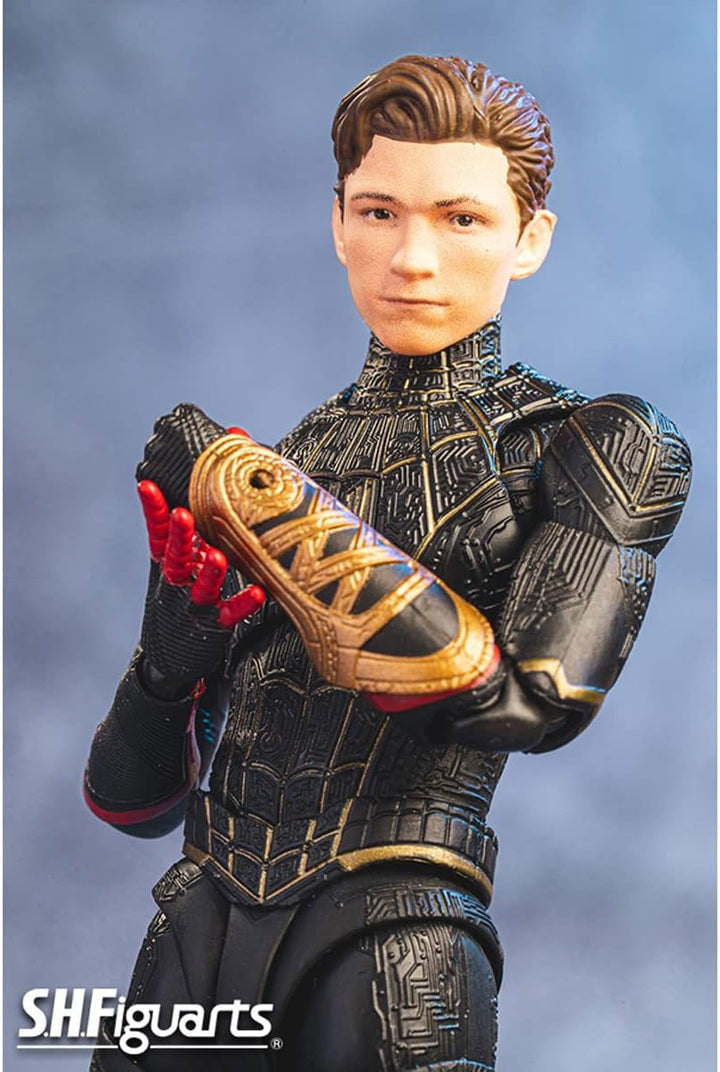 Abbildung S.H. Figuarts Spiderman Black and Gold Suit Special Set Spiderman No Way Home Marvel 15cm