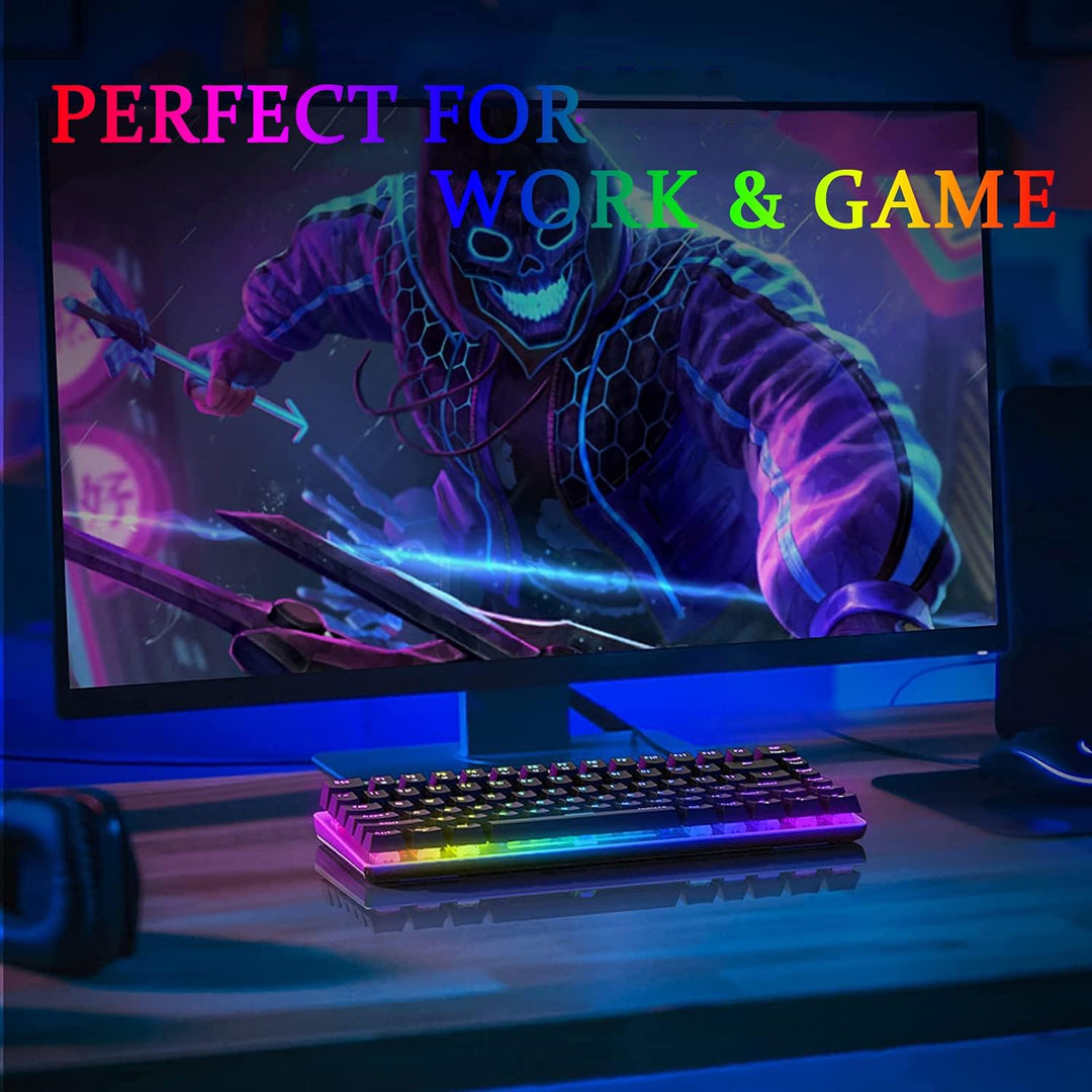 AK33 USB-Kabelgebundene Mechanische Gaming-Tastatur, 80 % Blaue Schalter Keyboard mit 19 RGB-Chroma-