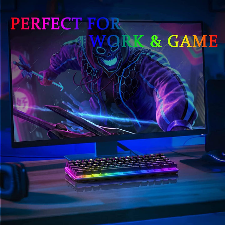 AK33 USB-Kabelgebundene Mechanische Gaming-Tastatur, 80 % Blaue Schalter Keyboard mit 19 RGB-Chroma-