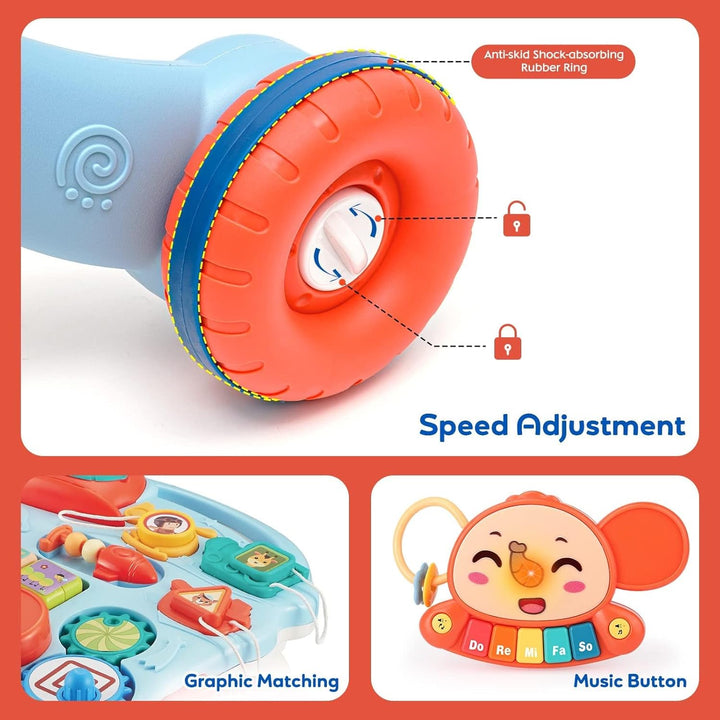 Lauflernhilfe für Kinder, 2 in 1 Lauflernwagen mit Montessori Spielzeug und Geräusche, Musik und abn