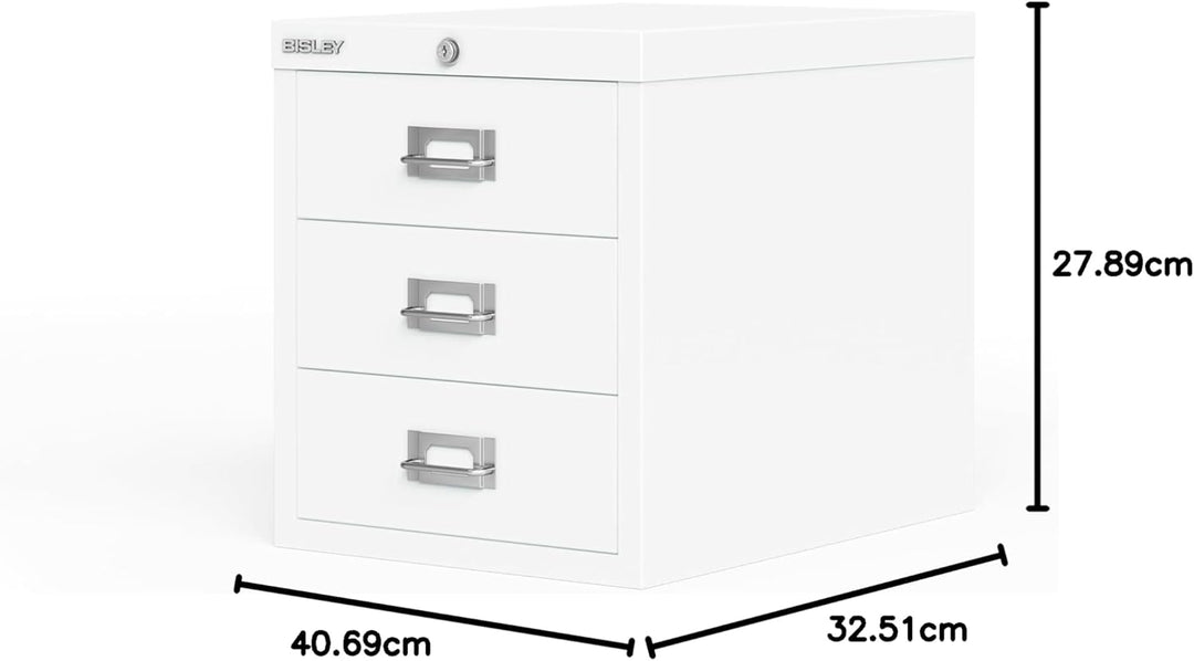 BISLEY MultiDrawer, LA123, DIN A4, 3 Schubladen, 696 verkehrsweiss, Metall, Verkehrsweiss